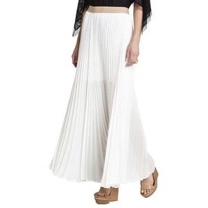 NWT $148 BCBGMaxAzria White Esten Sunburst Accordion Pleated  Maxi Skirt  XXS XS